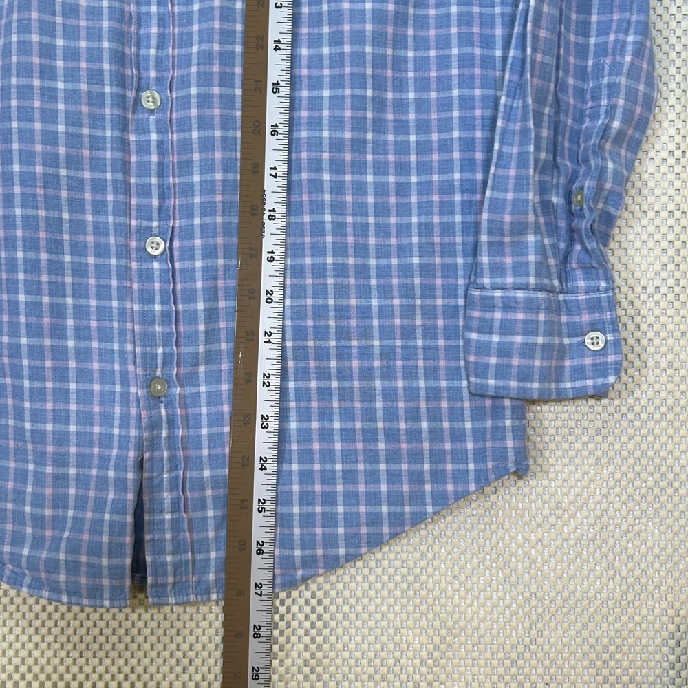 Vineyard Vines Slim Fit Whale Shirt Plaid Button Down Cotton Blue Mens Small - Picture 8 of 9